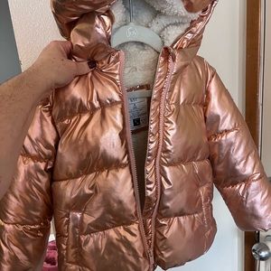 GAP Toddler Metallic Coldcontrol Max Puffer Jacket with Sherpa lining 4T